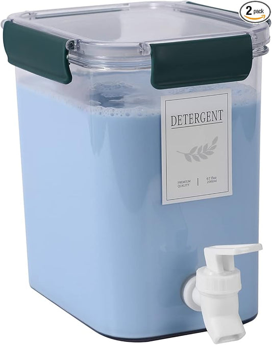 Laundry Detergent Dispenser Beverage Refrigerated Bucket with Faucet Fabric Softener Container for Detergent, Lemonade Juice, Milk, Fabric Softener, Bleaching Agent, Blue