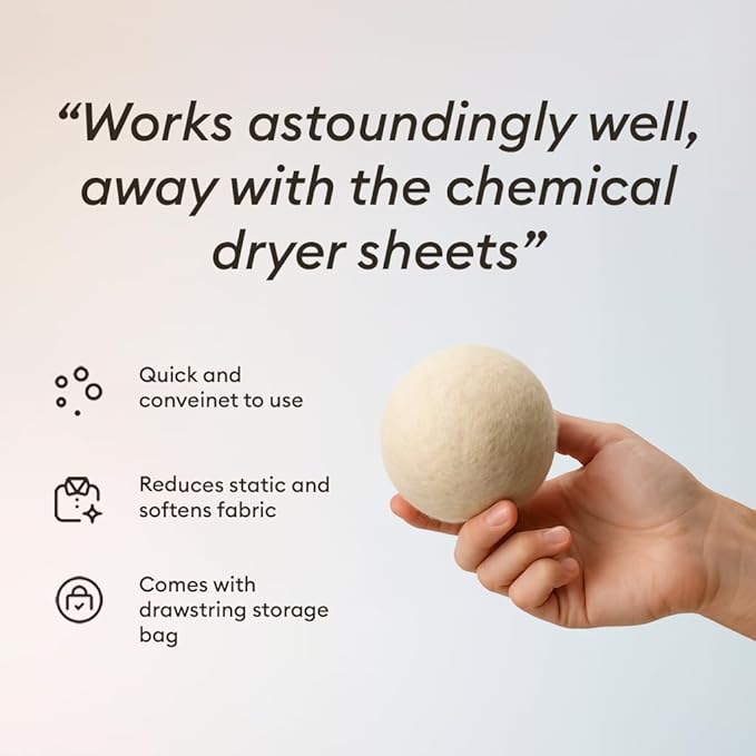 | Natural Hemp Dryer Balls | 5X More Absorbent Than Wool | Cruelty-Free, Hypoallergenic & Eco-Friendly | Reduces Clothing Wrinkles and Saves Drying Time | Pack of 3 |