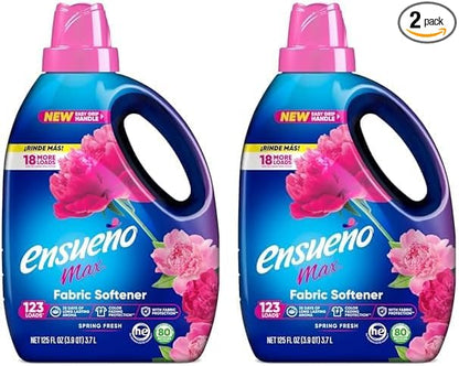 Ensueño - Max Liquid Fabric Softener- With Long-Lasting Freshener And Wrinkle Eliminating formula, Spring Fresh Scent - (125 oz) (Pack of 2)