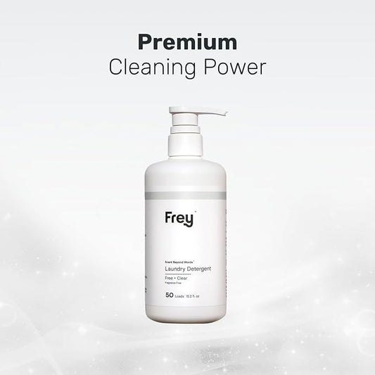 FREY Concentrated Liquid Laundry Detergent – 50 Loads |Ultra Concentrated, Natural, Eco-Friendly Formula | Unscented | Gentle on Clothes | 2-Pack