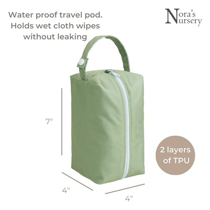 Nora's Nursery Reusable Baby Wipes, 100% Cotton Washcloths, Soft and Absorbent Towels for Newborn Bath and Face, Includes 20 Wipes with 1 Waterproof Pod for On-The-Go Moms, Ideal for Sensitive Skin