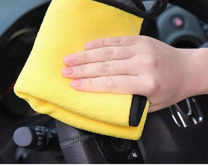 Microfiber cleaning cloth, Reusable and Lint-Free Cleaning Cloths for Car Wash, Detailing, Pet Drying, and Home Cleaning Supplies, Pack of 10 (10-Pack 11.8"" x 11.8""), Grey-yellow