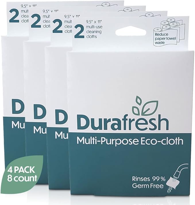 Wood Fiber Cloth, Multipurpose Cleaning Eco-Friendly Sustainable, Constructed so Food and Odor-Causing Particles can be Rinsed Away (8 Pack) - 9.5" x 11"