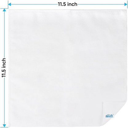 HOMEXCEL White Microfiber Cleaning Cloth, 12 Pack Premium Microfiber Towels for Cars, Lint Free, Scratch-Free, Highly Absorbent, Reusable Cleaning Rags for Car, Household, Kitchen, Window, 11.5"X11.5"