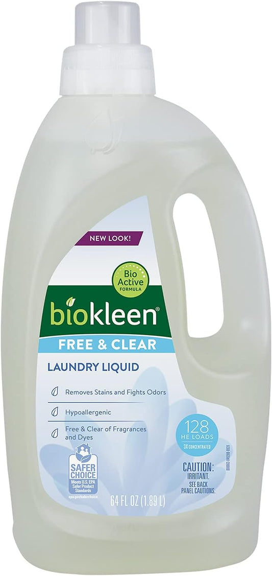 biokleen, Laundry Liquid, Free & Clear, 64 oz