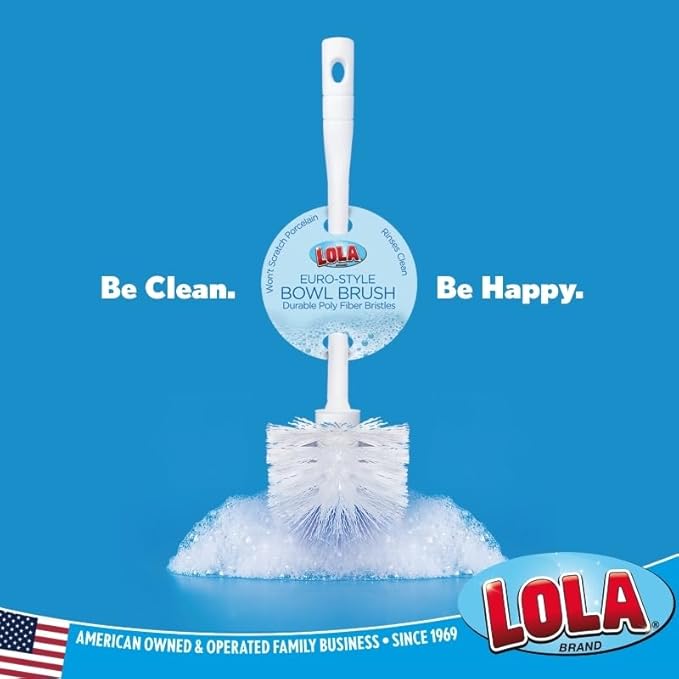 Lola Products “Classic” Toilet Brush, Durable Fiber Stiff Bristles, Bathroom Toilet Bowl Cleaner, Compact Size, Non-Scratch, Long-Lasting - 72 Pack