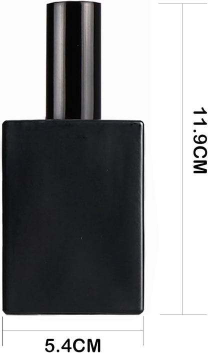 6 Pack 1.7 oz Black Square Glass Perfume Spray Bottle, 50ml /1.7 oz Fine Mist Atomizer Spray Bottles Refillable, for Perfume, Essential Oil and Liqui (Matte Black, 50ml)