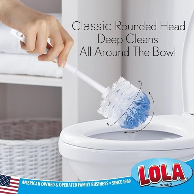 Lola Products “Classic” Toilet Brush, Durable Fiber Stiff Bristles, Bathroom Toilet Bowl Cleaner, Compact Size, Non-Scratch, Long-Lasting - 72 Pack