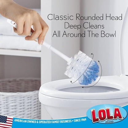 Lola Products “Classic” Toilet Brush, Durable Fiber Stiff Bristles, Bathroom Toilet Bowl Cleaner, Compact Size, Non-Scratch, Long-Lasting - 72 Pack