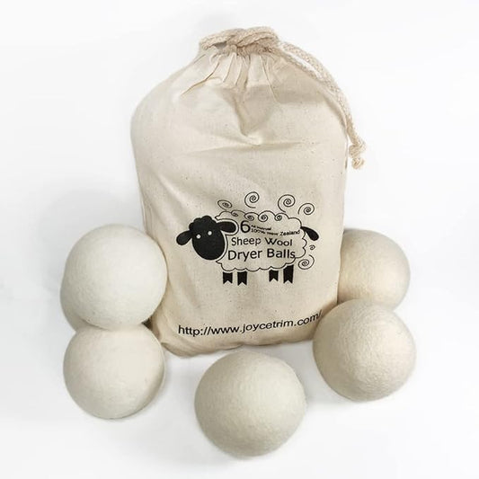 6-Pack Natural Organic Wool Dryer Balls - Reusable Premium Natural Fabric Softener for Replaces Dryer Sheets. Saves Drying Time and Cut Energy Costs. EJ-2037