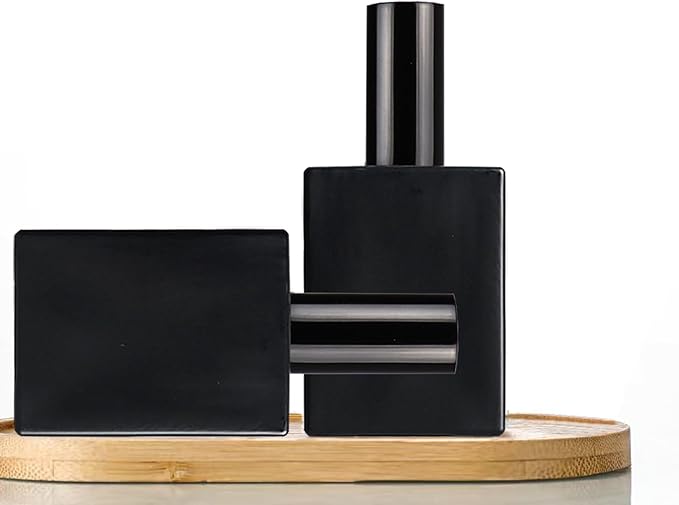 6 Pack 1.7 oz Black Square Glass Perfume Spray Bottle, 50ml /1.7 oz Fine Mist Atomizer Spray Bottles Refillable, for Perfume, Essential Oil and Liqui (Matte Black, 50ml)