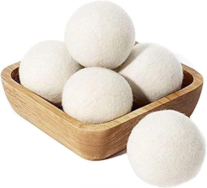 Bow+Berry XL Premium Natural Sheep Wool Dryer Balls - 6-Pack - Chemical-Free - Replace Liquid Fabric Softener and Dryer Sheets - Wool Balls for Dryer - Laundry Balls for Dryer
