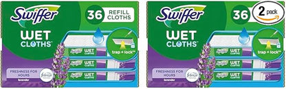 Swiffer Sweeper Wet Mopping Cloth Multi Surface Refills, Febreze Lavender Scent, 36 count (Pack of 2)