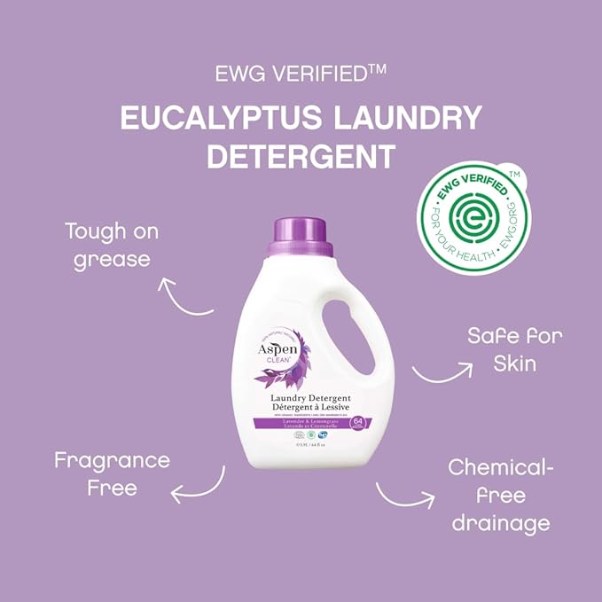 Natural Laundry Detergent Lavender & Lemongrass - 100% Natural, Organic, HE Liquid Laundry Detergent - Vegan, Cruelty-Free, Biodegradable - Safe for Babies, Pets & Kids - EWG Certified (2