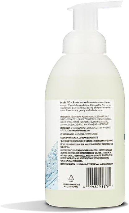 Whole Foods Market, Organic Foaming Dish Soap, Unscented, 18 Fl Oz (Pack of 2)