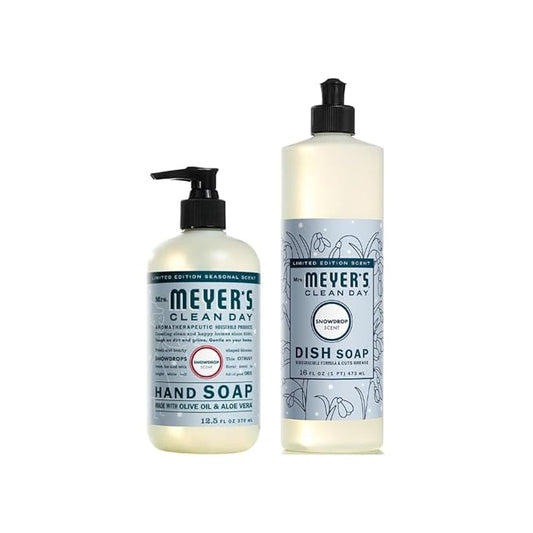 MRS. MEYER'S CLEAN DAY Variety, 1 Mrs. Meyer's Liquid Hand Soap, Snow Drop, 12.5 OZ, 1 Mrs. Meyer's Liquid Dish Soap, Snow Drop, 16 OZ, 1 CT