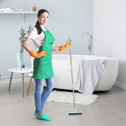 Affogato Floor Scrub Brush Bathroom Long Handle Bathtub Push Broom Shower Tile Grout Scrubber Rotatable Indoor Kitchen Crevice Cleaning Brush for Hard to Reach Areas - Light Blue 46.8inches Lengthen
