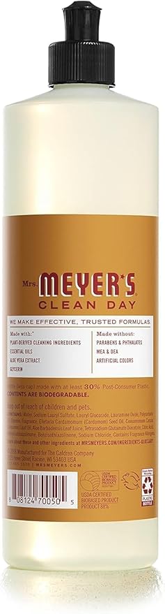 MRS. MEYER'S CLEAN DAY Kitchen Basics Soap Set, Apple Cider, Liquid Hand Soap 12.5 oz, Liquid Dish Soap 16 oz,1 CT