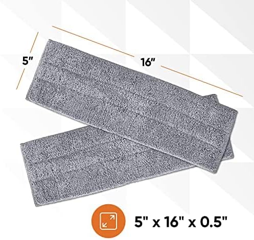 Superio Microfiber Mop Pads, Refill Miracle Mop, Dust Mop Replacement Head 16 Inch Damp Mop Refill for Flat Mop Set, with Velcro-Grey, 3 pack