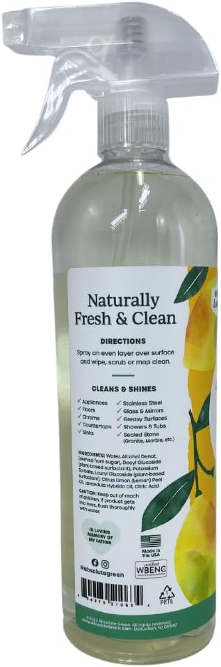 All Purpose Cleaner Spray, Non-Toxic, Kitchen, Bath, Countertop, Stainless, Safe around Kids + Pets, Natural Lemon Scent, 25 oz (2 Pack)