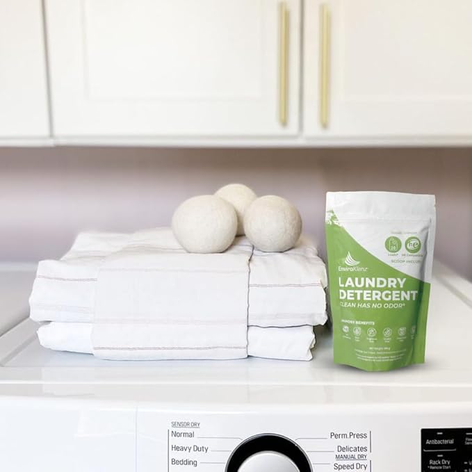 EnviroKlenz Unscented Powder Laundry Detergent, 20 Loads | Removes Odors and Stains | Hypoallergenic and Gentle on Skin | Non-Toxic & Fragrance-Free | Patented Odor Fighting Technology
