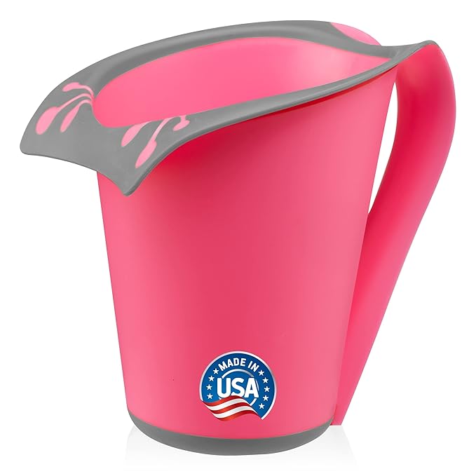 Plastic Bath Cup (800ml, 27 fl ounce) Waterfall Rinser, Made in USA (Pink)