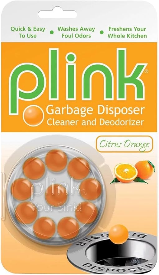 Plink Garbage Disposer Cleaner and Deodorizer, Freshener & Odor Removing Balls, Easy to Use - 10 Count, Orange
