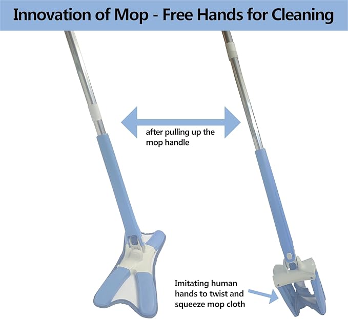 Household Dust Mop Washable Dust Mops for Floors Convenient Wet Mopping Innovative Dust Mops for Hardwood Floors Microfiber Wet Mop Pads Wet Dry Dual-Use Mop (Blue)