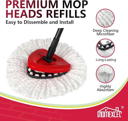 HOMEXCEL Mop Replacement Heads Compatible with O-Cedar EasyWring Spin Mops 4 Pack-Washable Microfiber Spin Head Refills-Easy Cleaning Mop Head Replacement