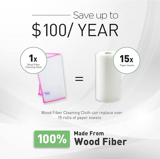 OnBrand Naturally Wood Fiber Cleaning Cloth, Microfiber Cleaning Cloths, 20 PK (12" x 10.7" Each), 8 Layers High-Density Super Absorbing Dish Cloths, Reusable General Kitchen Towel