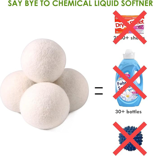 Wool Dryer Balls Handmade XL,Organic Laundry Dryer Balls,100% New Zealand Wool Natural Fabric Softener,Reusable 1000 Loads,Wrinkles Free, Shorten Drying Time,Baby Safe