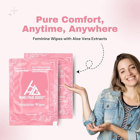 Feminine Flushable Individually Wrapped Traveling Non Scented Wipes.
