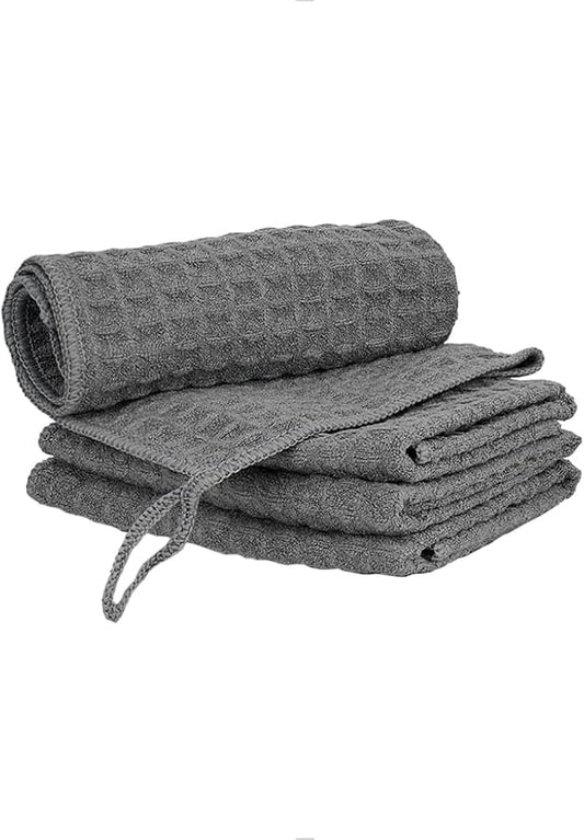 watchget Microfiber Cleaning Cloth,Barista Micro Cloth 4 Pack-Microfiber Barista Towels Espresso Towel Espresso Machine Cloths, Steam Wand Cloth, Kitchen Cleaning Cloth Waffle Weave Dark Grey(12"x12")