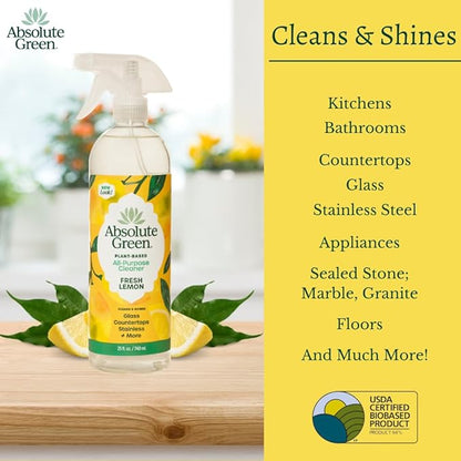 All Purpose Cleaner Spray, Non-Toxic, Kitchen, Bath, Countertop, Stainless, Safe around Kids + Pets, Natural Lemon Scent, 25 oz (1 Pack)