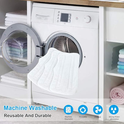 Fushing 7Pcs Steam Mop Pads, Washable Microfiber Cleaning Steamer Replacement Pads for Shark Steam & Spray Mop S3101 S3251 SK460 SK410 S3101n2 S3250 SK435CO SK140 SK141,White