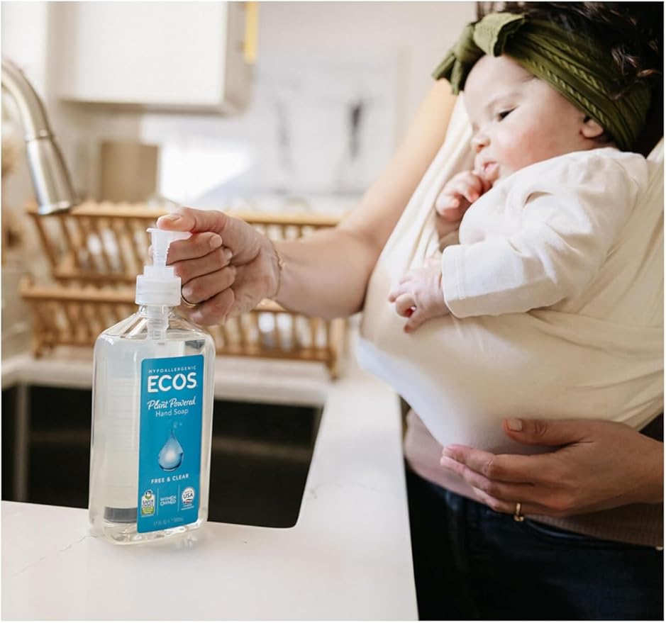 ECOS Non Toxic Dish Soap/Baby Dish Soap/Non Toxic Hand Soap/Biodegradeable Washable Cleaning Sponge/FREE Save the Planet Sticker