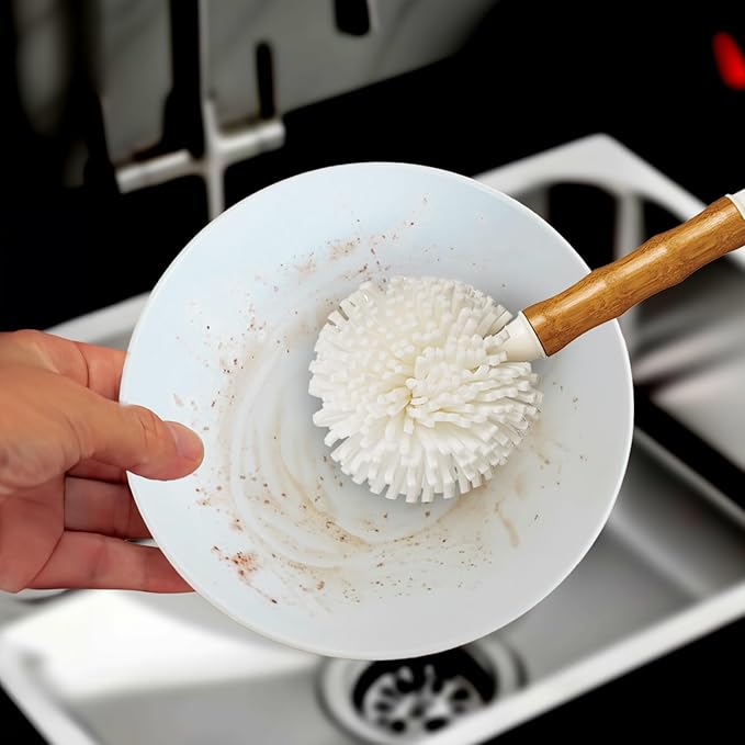 HIC Kitchen Bamboo Glass Brush, Bamboo with Non-Scratch Foam Tips