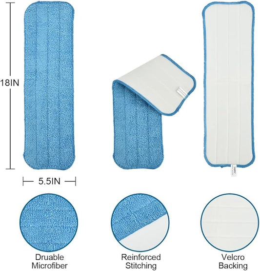 Layers 18"Microfiber Replacement Mop Pads- Reusable Mop Heads Refills fit for Most 16-18inch Spray Velcro Mop, Machine Washable Absorbent Mop Pads- 3Pack