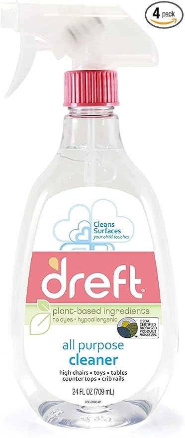 All Purpose Cleaner by Dreft, All Purpose Cleaner Spray, Plant Based Ingredients, 24 Fl Oz (Pack of 4)