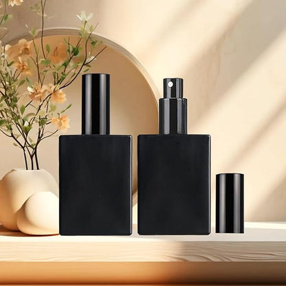 6 Pack 1.7 oz Black Square Glass Perfume Spray Bottle, 50ml /1.7 oz Fine Mist Atomizer Spray Bottles Refillable, for Perfume, Essential Oil and Liqui (Matte Black, 50ml)