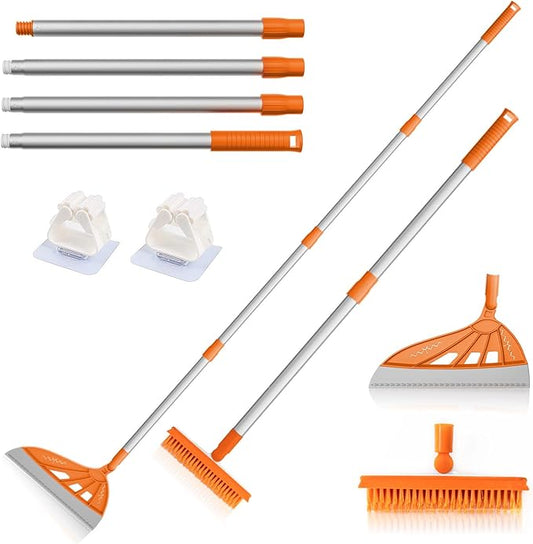 Magic Air Broom Sweeper, Multifunction Silicone Broom, Household Floor Squeegee for Cleaning, Bathroom, Pet Hair (Orange)