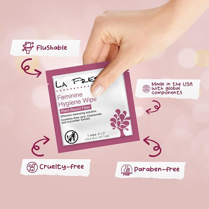 LA Fresh Feminine Wipes with Aloe Vera, Chamomile Extract, Cucumber, and Vitamin E - Pack of 50 ct Wipes for Women