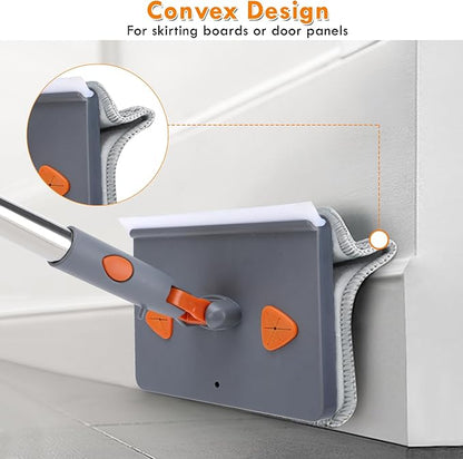 Baseboard Cleaner Tool with Handle, 80" Long Handle Mop with 6 Reusable Cleaning Pads, Duster Cleaning Tools for Baseboards/Ceiling/Floor, Microfiber Ceiling Wall Window Cleaner