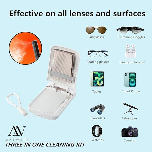 ANEWSIR Glasses Cleaner,Screen Cleaner,Portable Lens Cleaner Spray for Eyeglasses,Screen Cleaner Spray Wipe Kit for Phones/Glasses Cleaner Lens Cleaning,Alcohol Free,Color Image Series A-050 New