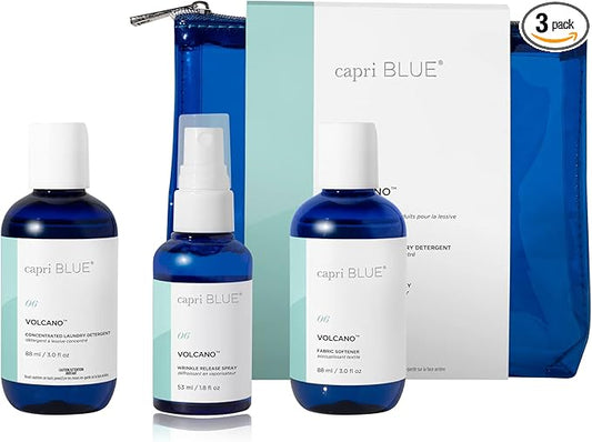 Capri Blue Volcano Laundry Gift Set - Includes Non-Toxic Laundry Detergent, Fabric Softener Liquid, and Wrinkle Release Spray - Vegan & Cruelty Free Laundry Supplies