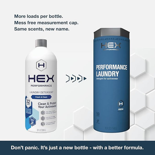 HEX Performance Laundry Detergent, Fresh, 100 Loads (Pack of 2) - Designed for Activewear, Eco-Friendly, Concentrated Formula