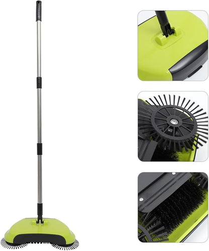 Floor Sweeper Manual, 3 in 1 Carpet Cleaner Machine Push Broom Clean Lazy Dustpan Trash Bin 360° Rotating Floor Clean Mop for Hardwood Ceramic Tiles