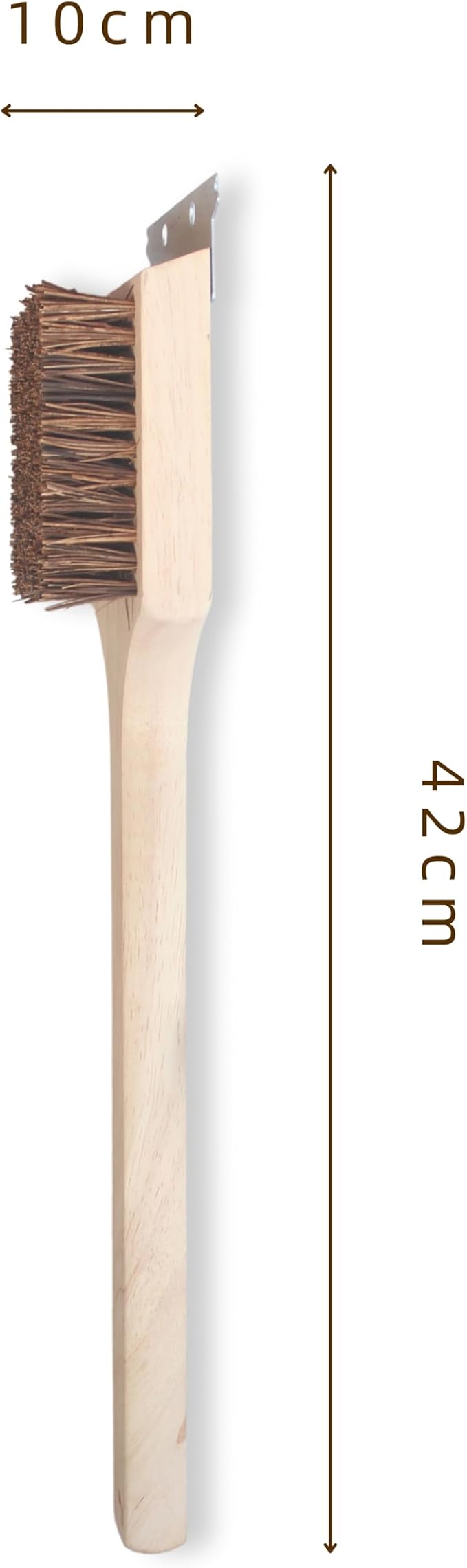 Deluxe Large Wood BBQ Brush Palmyra Bristles (Safe-Contains No Metal Bristles), Beige