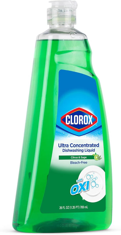 Clorox 409 Liquid Dish Soap - OXY Powered Dishwashing Liquid Cuts Through Tough Grease FAST | Bulk Dishwashing Liquid Soap in Citrus & Sage Scent, 26 Fl Oz (Pack of 6)