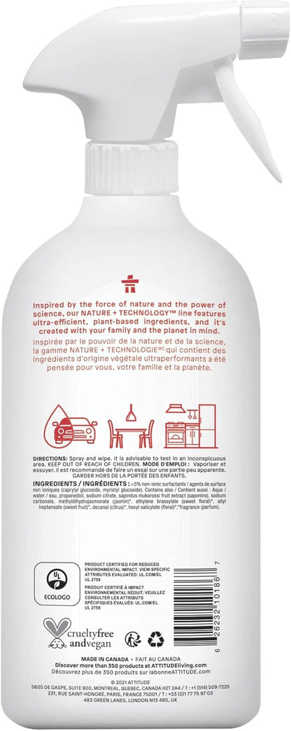 ATTITUDE All Purpose Cleaner, EWG Verified Multi-Surface Products, Vegan, Naturally Derived Multipurpose Cleaning Spray, Pink Grapefruit, 27.1 Fl Oz (Pack of 6)